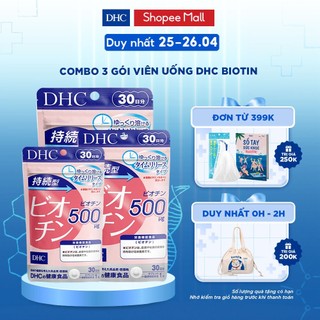 Combo 3 Gói Viên uống DHC Biotin ngăn rụng tóc, hỗ trợ mọc tóc Biotin 30 viên (Gói 30 Ngày x3)