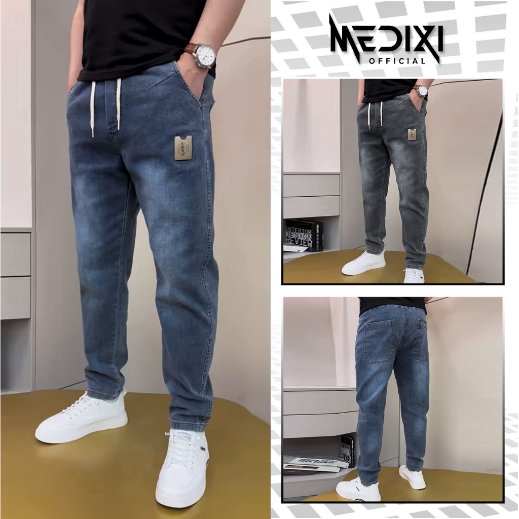 Quần jean nam ống đứng quần bò nam cạp cao quần bò dáng baggy co giãn 2 màu xanh đen