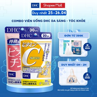 Combo Viên uống DHC Da Sáng - Tóc Khỏe 20 Ngày (Vitamin C 40 viên & Biotin 30 viên)
