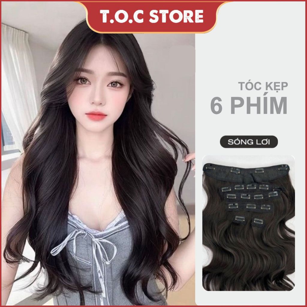 Tóc Kẹp Giả 6 Phím Cao Cấp,Tóc Giả Kẹp iAN Hà Nội, Tóc 6 phím thẳng,sóng trục,cup, song lơi cao cấp độ dài 45-55cm