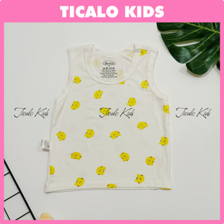 Áo ba lỗ LẺ cho bé - Trắng hoạ tiết - Chất vải thun lạnh, mềm, mát
