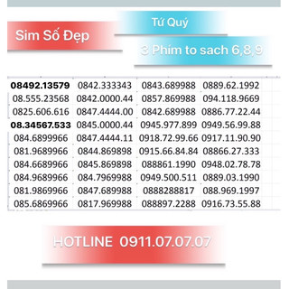 [ Được Kiểm Hàng ] Sim số đẹp Tứ Quý + Cặp Đuôi . Hổ trợ đăng kí chính chủ,Giao sim toàn quốc
