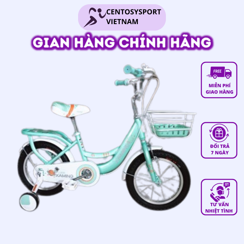 Xe đạp trẻ em Centosy Xaming 09 có bánh phụ 4 màu Hồng, tím, đỏ, xanh