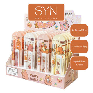 Set bút chì kim Capybara My Yaya kèm hộp ngòi 20 ngòi 0.5 mm Quà cho học sinh - Kuromi Melody Cinnamoroll Pochacco