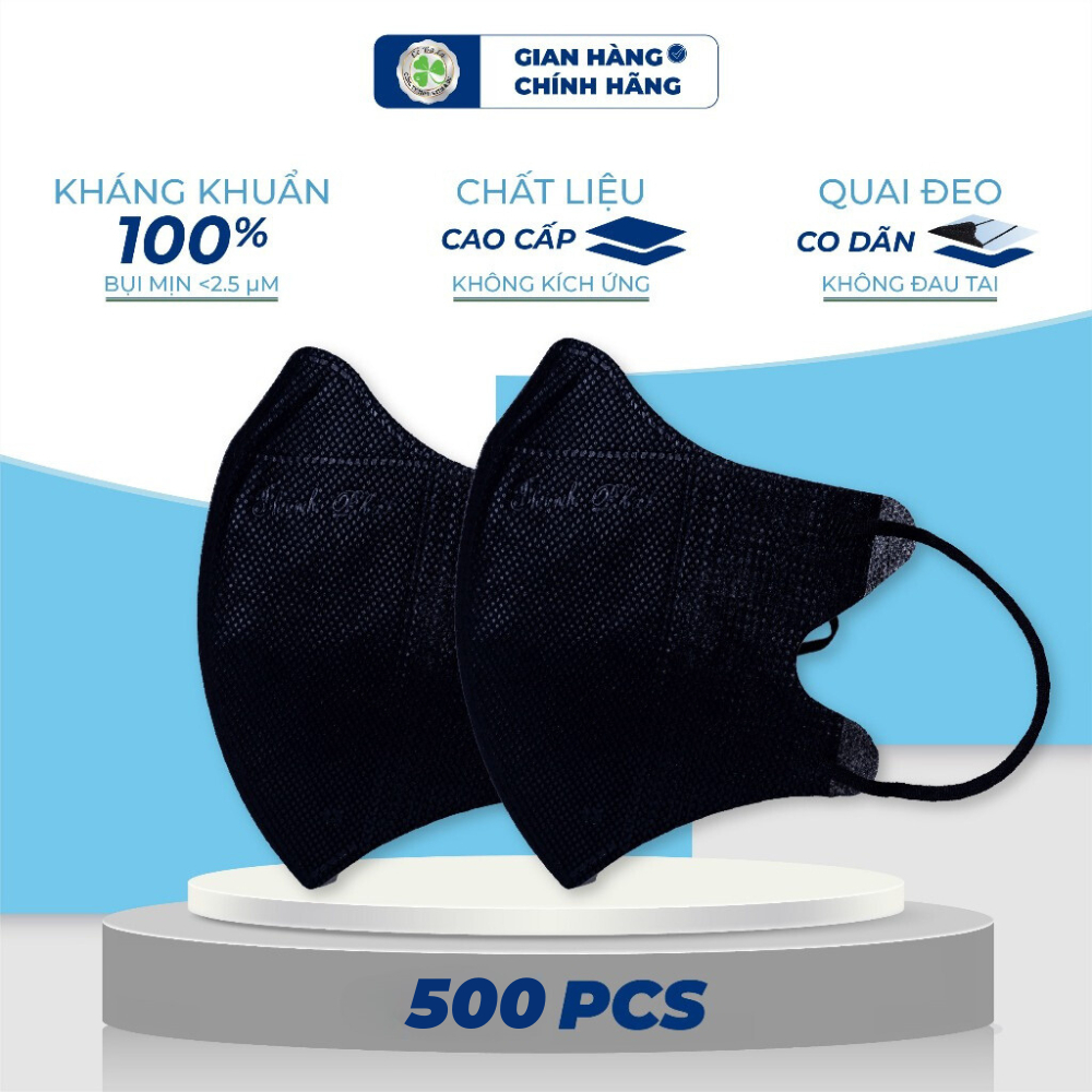 Sỉ 500 cái khẩu trang 5d Thịnh Phát 3 lớp kháng khuẩn kháng giọt bắn chống tia UV Cỏ Ba Lá