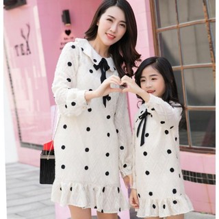 Đầm đôi mẹ bé chấm bi( mua 1 set tặng tuban mẹ bé)
