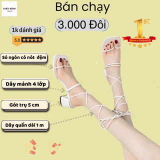 Giầy cao gót nữ quai dây quấn, Giày chiến binh nữ sang trọng thời thượng hot trend 2022 Mã S003