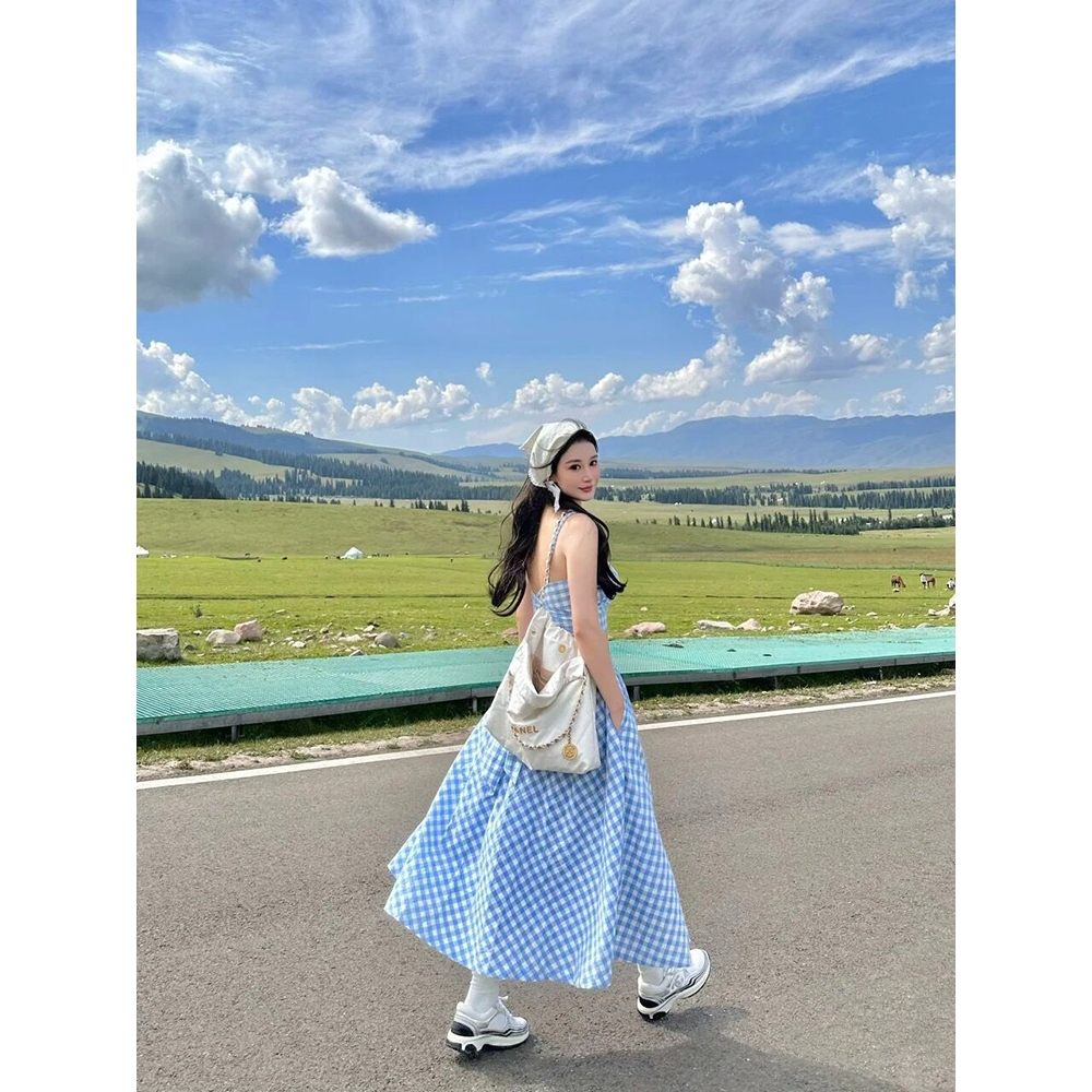 Váy Đi Biển - Áo Bikini Thắt Nơ Lưng Mix Với Chân Váy Maxi Dáng Dài Kẻ Caro Siêu Hot Đi Biển, Du Lịch Gin62.store | BigBuy360 - bigbuy360.vn