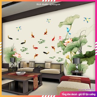 Decal trang trí dán tường hình hoa sen AM9227