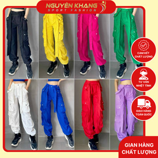 Quần Thể Thao Kết Hợp 4 Túi Hộp cá tính Quần Jogger Ống Rộng Phối Dây Tập Thể Thao  Quần jogger nữ