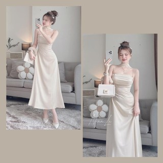 ĐẦM THIẾT KẾ CHẤT TUYẾT NHUNG XỊN HAI DÂY KÈM ĐAI CỔ VÁY DÀI ĐUÔI CÁ MẶC ĐI TIỆC SANG TRỌNG