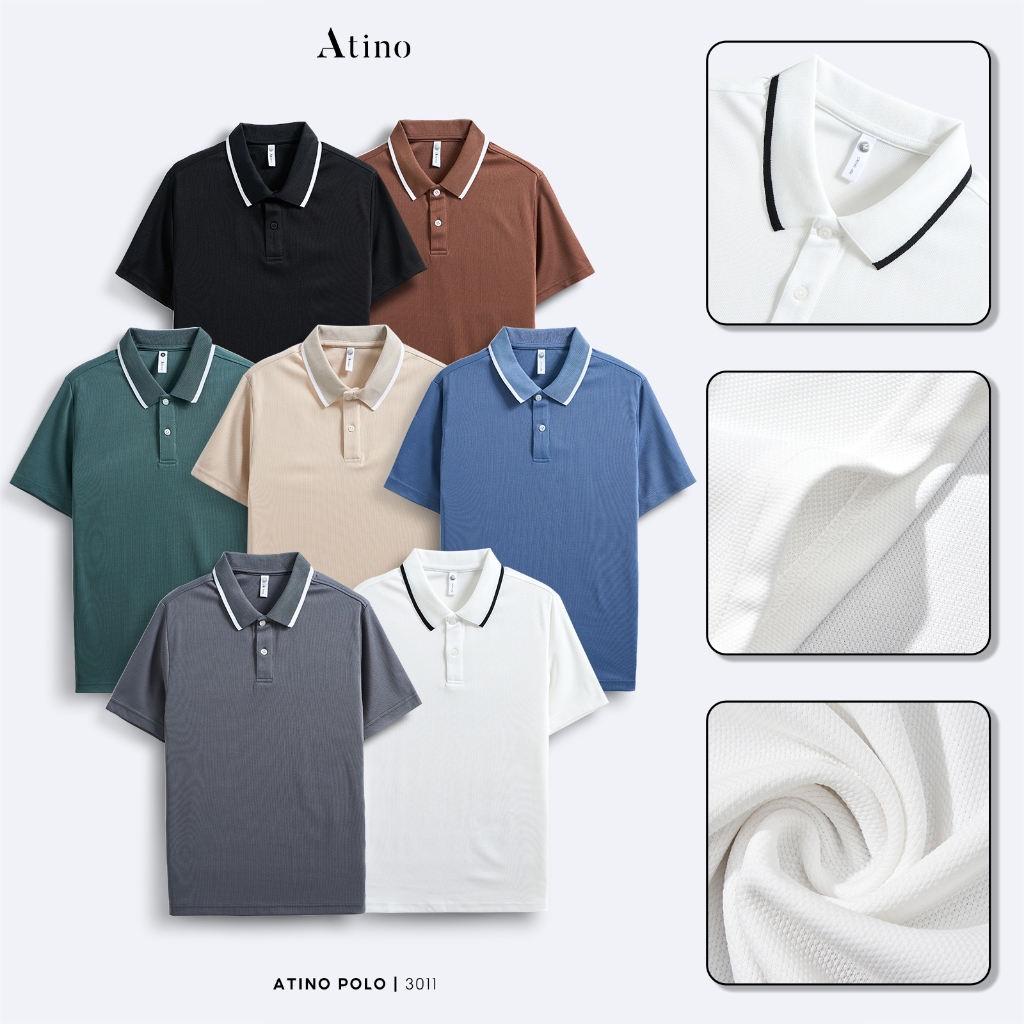 Áo Polo Nam Viền Cổ ATINO thanh lịch vải cá sấu Cotton cao cấp thoáng mát chuẩn form PL9.3011