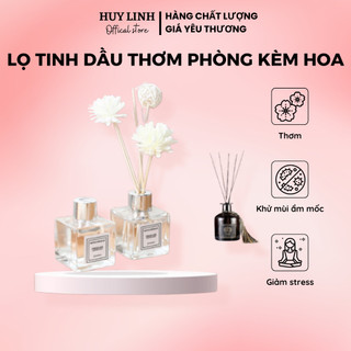 Lọ tinh dầu thơm phòng kèm hoa khô trang trí nhà cửa, tinh dầu khuếch tán tinh dầu thơm phòng