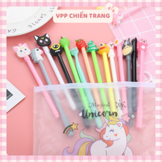 [CHUYÊN SỈ] Combo 20 bút bi nước hình thú dễ thương nhiều màu, giao ngẫu nhiên set túi zip Unicorn viết đều mực, trơntru