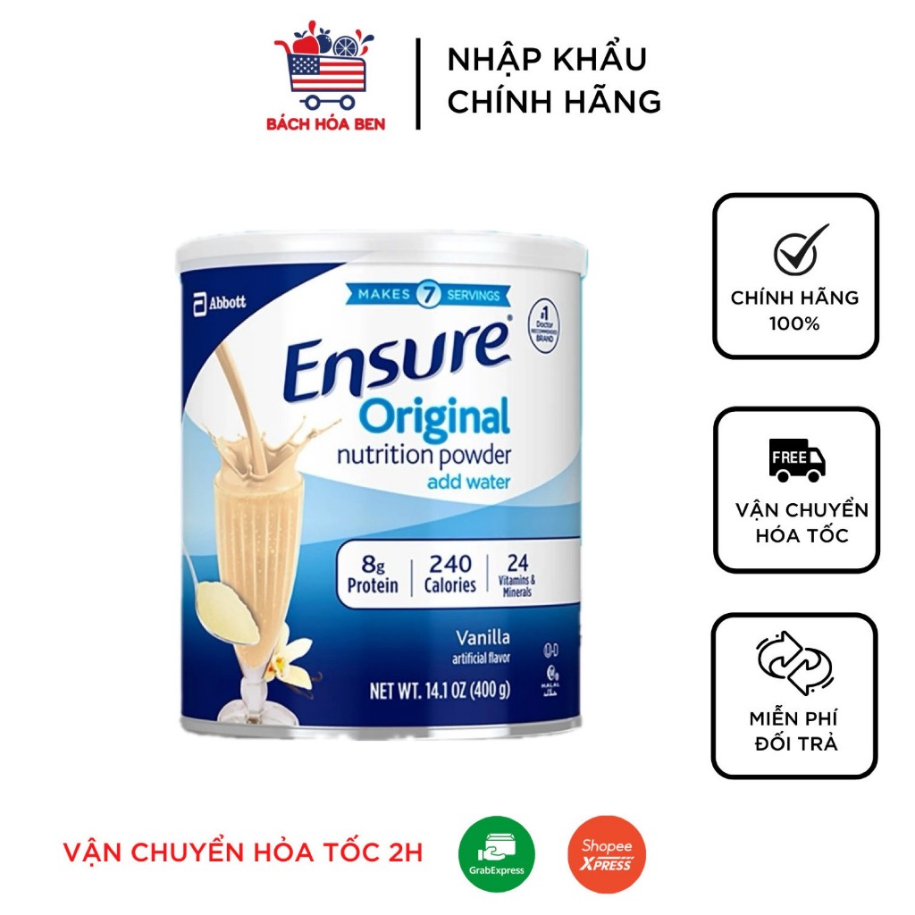 Sữa bột Ensure Original Vanilla 400g nội địa Mỹ chính hãng