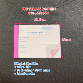 BIÊN LAI THU TIỀN 2 LIÊN NHỎ (LỐC 10 QUYỂN)