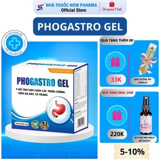 Phogastro Gel Giảm Đau, Giảm Trào Ngược Dạ Dày, Giảm Viêm Loét Dạ Dày, Tá Tràng - Hộp 20 Gói x 6g