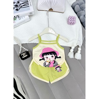 Bộ 2 dây cô gái đội mũ bé gái