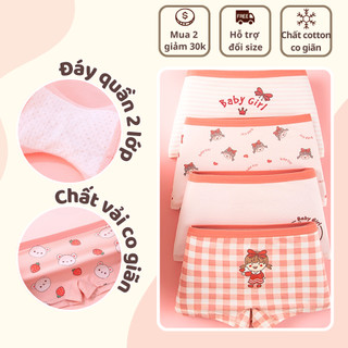 Quần chip bé gái set 4 quần lót cotton C2 đáng yêu bé từ 1-10 tuổi