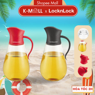 Bình đựng dầu ăn thủy tinh LocknLock 550ML CKO101 2 màu có van tự động mở nắp - K-MALL