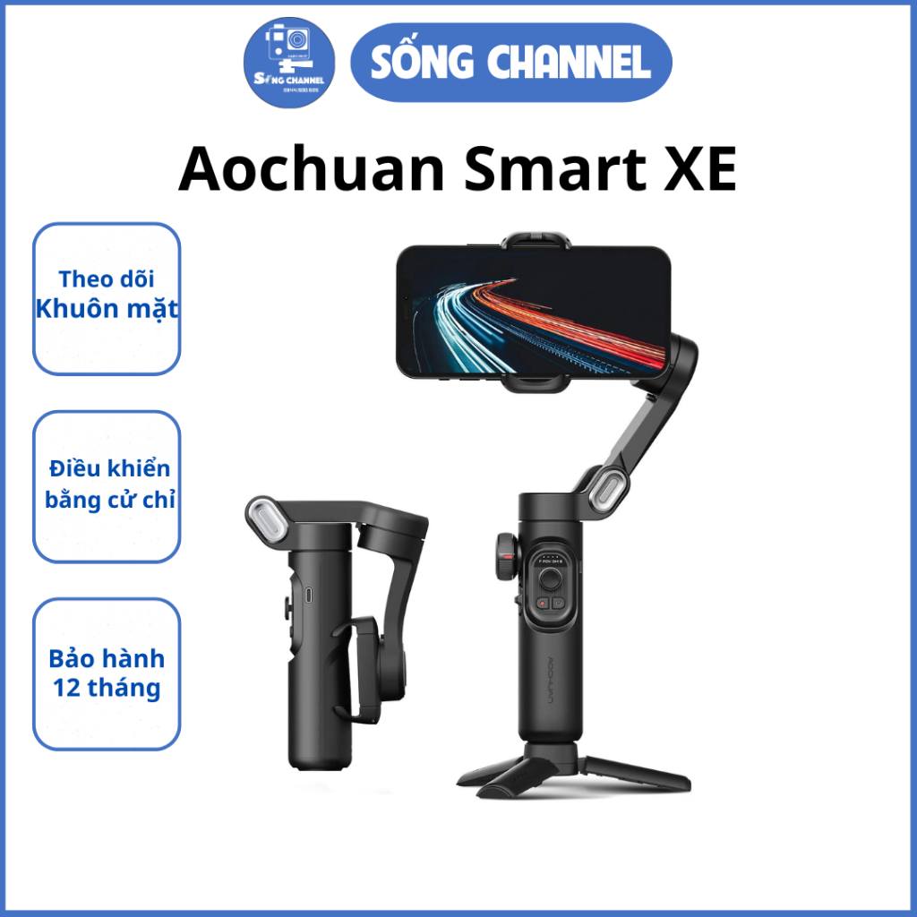Gimbal Điện Thoại Aochuan Smart XE - Chống Rung 3 Trục - Theo Dõi Khuôn Mặt - Bảo Hành 12 Tháng