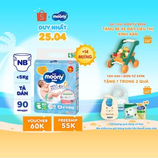  Tã dán Moony cao cấp NB76/S70/M56 - Nhập khẩu từ Nhật Bản