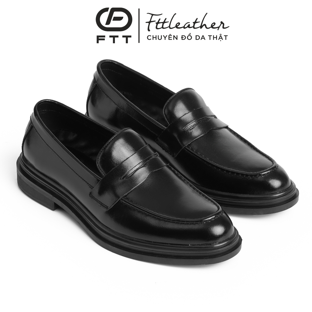 Giày da nam trẻ trung cao cấp da bò Penny Loafer đế tăng chiều cao - FTTLeather F0303
