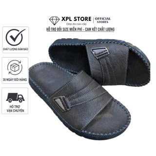 Dép quai ngang da nam cao cấp fashion 2024 đế khâu chỉ toàn bộ chắc chắn T08