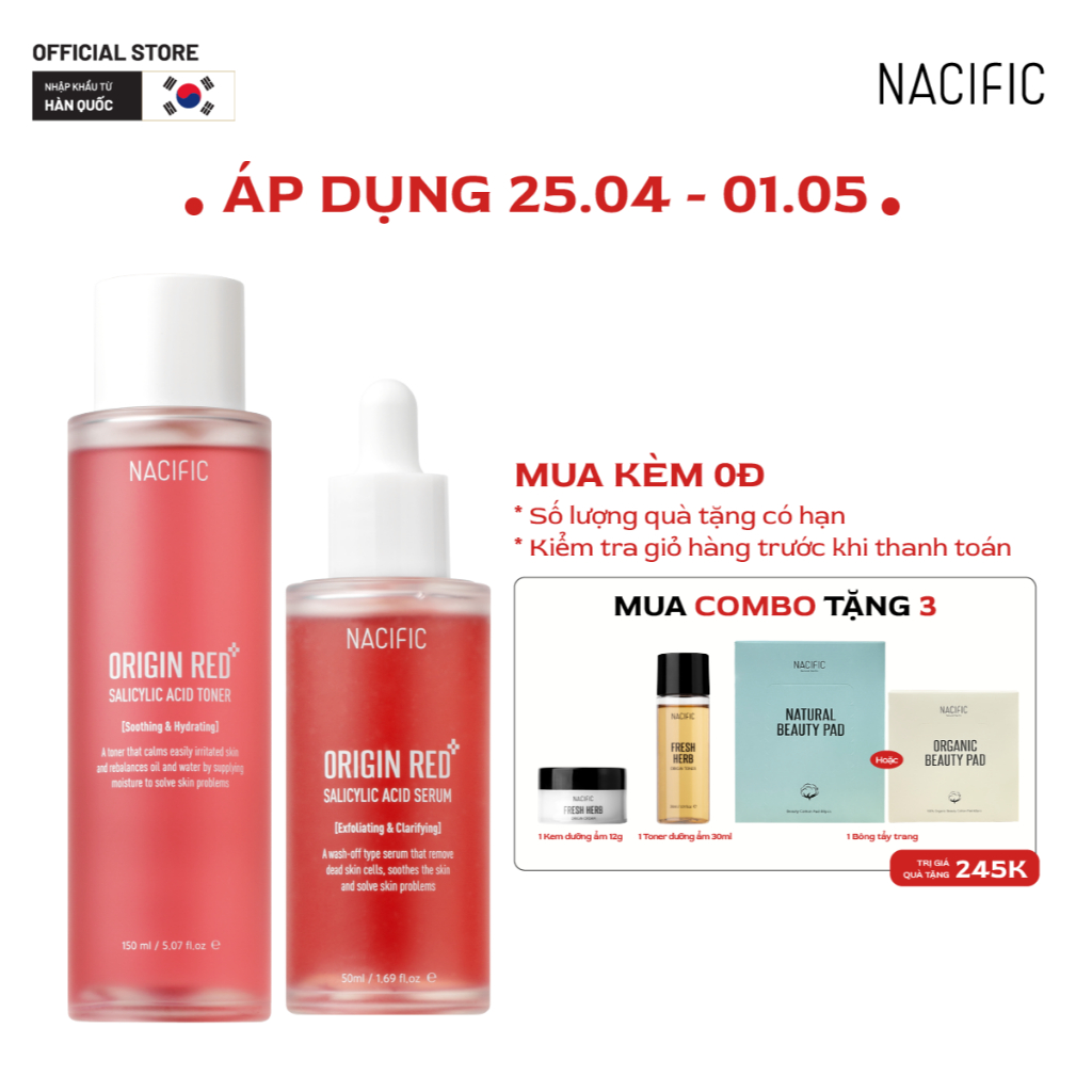 Combo Peel da Nacific Origin Red Salicylic Acid Serum 50ml + Nước hoa hồng Origin Red Salicylic Acid 150ml