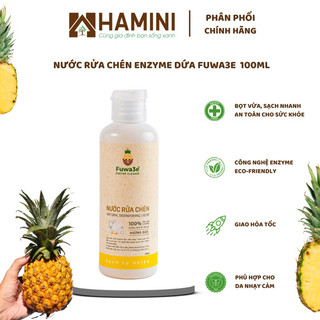 Nước rửa chén thiên nhiên Fuwa3e organic Enzyme sinh học từ dứa và bồ hòn an toàn cho bé bảo vệ da tay 100ml Hamini