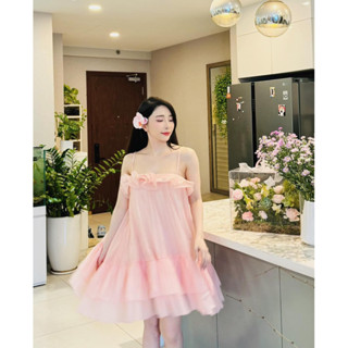  Váy hai dây babydoll voan 