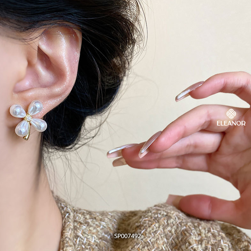 Bông tai nữ chuôi bạc 925 Eleanor Accessories hình cỏ bốn lá phụ kiện trang sức khuyên tai 7492