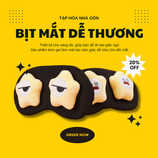 Bịt mắt đen họa tiết ngôi sao kèm túi mát, mặt nạ mắt ngôi sao hoạt hình vui nhộn