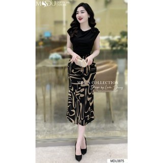  MDU3875 Váy thiết kế thanh lịch dáng ôm chất liệu lụa Hàn cao cấp, hàng 2 lớp chất mát mịn, sang chảnh.