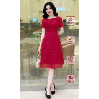  MDU4041 Váy thiết kế tiểu thư, chất liệu Tơ óng, dày dặn, hàng 2 lớp, không nhăn.