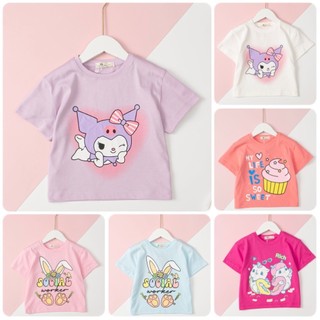 Áo thun cotton kuromi cho bé gái size 2-12 tuổi, áo cotton mùa hè cho bé gái 30kg, áo cộc tay bé gái kuromi melody