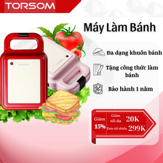 Máy Kẹp Bánh Mì Torsom, Yidpu 216s Hẹn Giờ,Làm Bánh Waffle,Sandwich, Máy Nướng Bánh Máy Làm Bánh Cho Bé| Bảo Hành 1Tháng