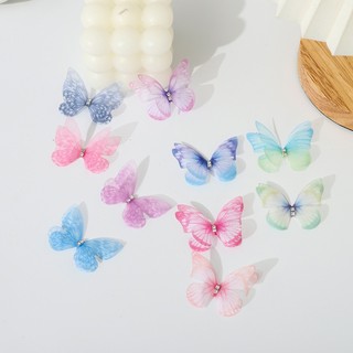 Set 5 Bướm voan cánh 3D 2 lớp đính đá , hồ điệp cánh kép 3D phụ kiện tóc, makeup, bó hoa hồ điệp