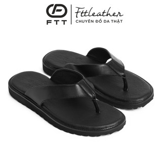 Dép da nam xỏ ngón, dép tông nam FTT Leather da bò đế phối da siêu nhẹ, êm chân, chống trượt