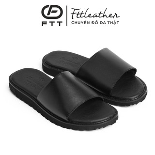 Dép da nam quai ngang cao cấp FTT Leather da bò lót da  EVA siêu nhẹ, siêu êm chân, chống trơn trượt