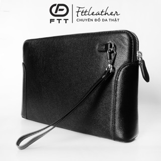 Túi Kẹp Nách Nam Cao Cấp, Clutch Cầm Tay Nam Khóa  FTT Leather Da Bò Công Sở Cao Cấp