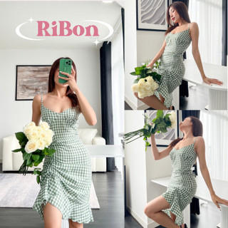 Váy Hai Dây Đi Biển Sọc Caro RIBON Váy Body 2 Dây Dự Tiệc Maxi Dáng Dài Kẻ Caro Thiết Kế Hở Lưng