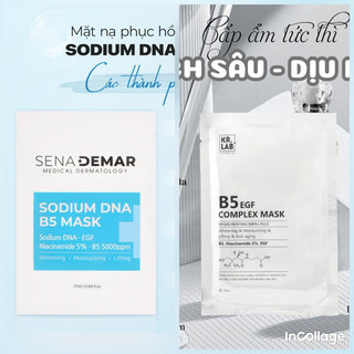 (Mix nạ) Combo 10 Mặt nạ senademar + 10 mặt nạ krlab  mask b5 dưỡng trắng da hạn dùng 2027
