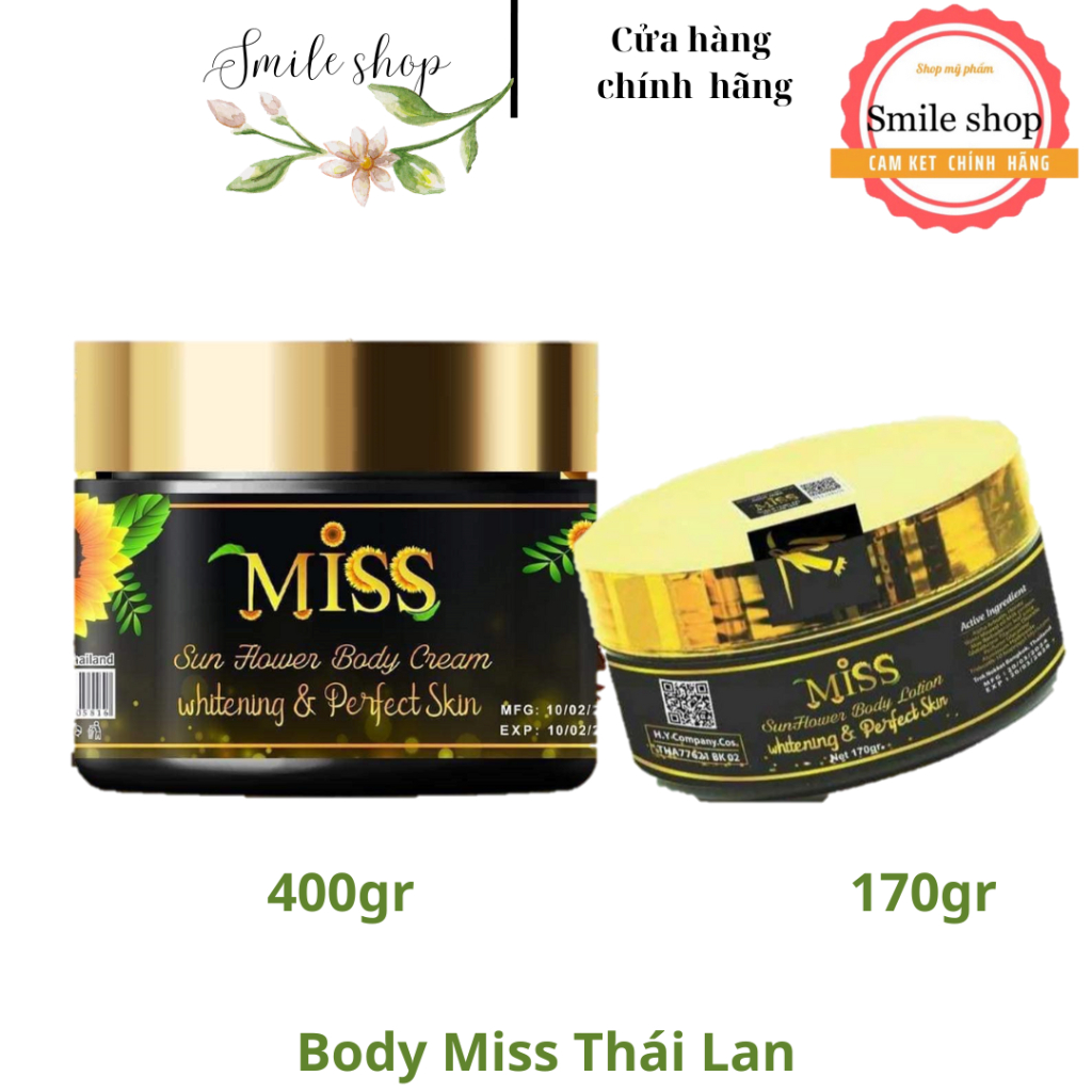 Kem Body Miss Thái Lan Dưỡng Trắng, Makeup, Chống Nắng Hũ Nhỏ 170g, ADELA COMESTIC, Kem Kích Trắng Vitamin Cho Body