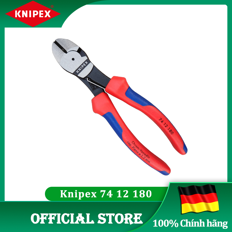 Kìm Cắt Thân Chéo Có Lẫy Tự Mở Miệng KNIPEX 74 12 180 - [chính hãng Đức/Germany giá rẻ]