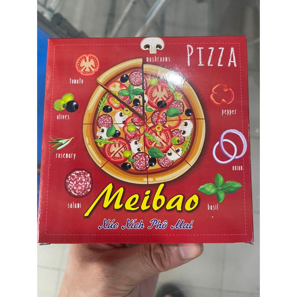pizza quốc dân meibao size 14 full hộp .vị bò phô mai, xuc xích phô mai,hải sản phô mai