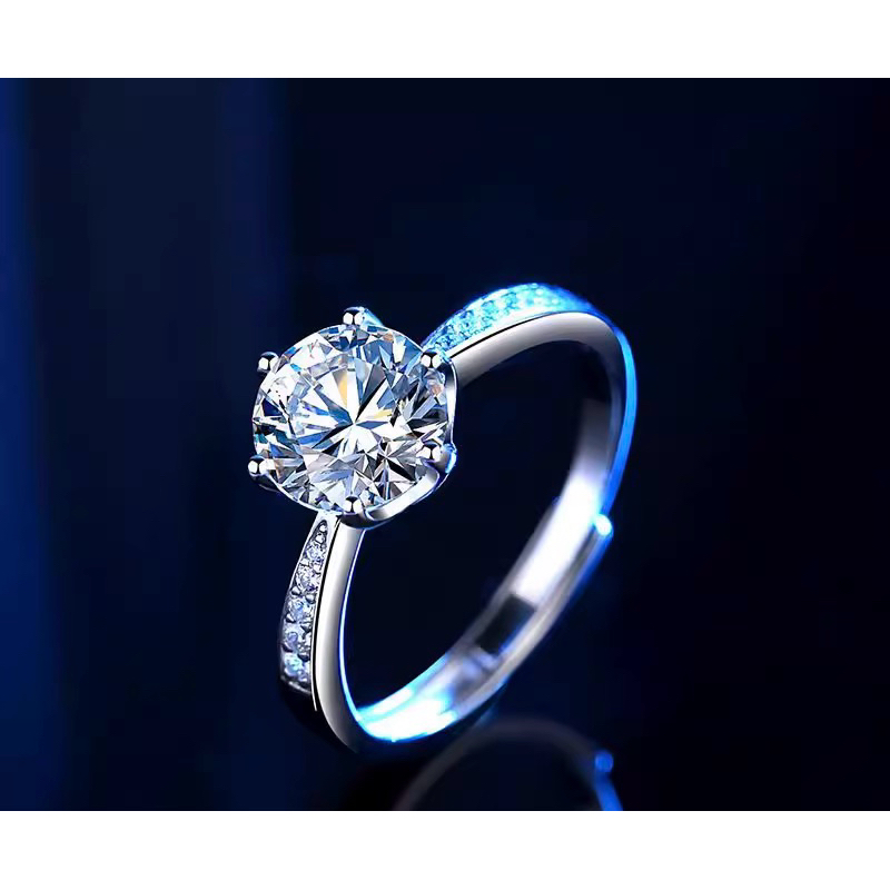 Nhẫn bạc, kim cương Moissanite cao cấp