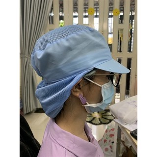 Nón vải lưới dài trùm tóc công nhân thủy sản, thực phẩm - Mũ trùm tóc y tế, bảo hộ màu trắng, màu xanh
