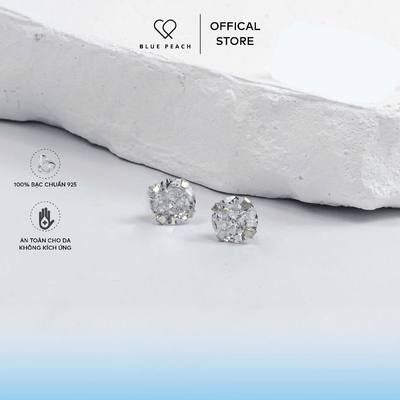 Khuyên Tai Bạc 925 Blue Peach 4 Chấu S KT368