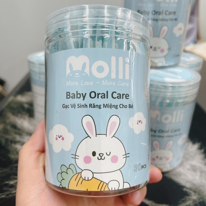 [HỘP 30 QUE] Rơ lưỡi tưa lưỡi tiệt trùng cho bé Molli